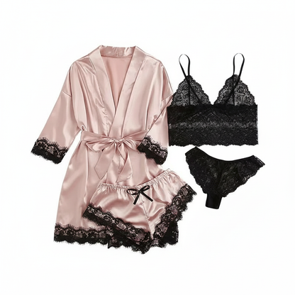 Elisse Ensemble Pyjama Satin 4 Pièces